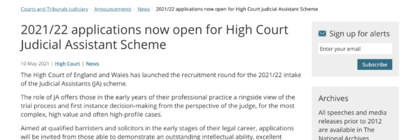 High Court Judicial Assistant applications open: deadline 12th June